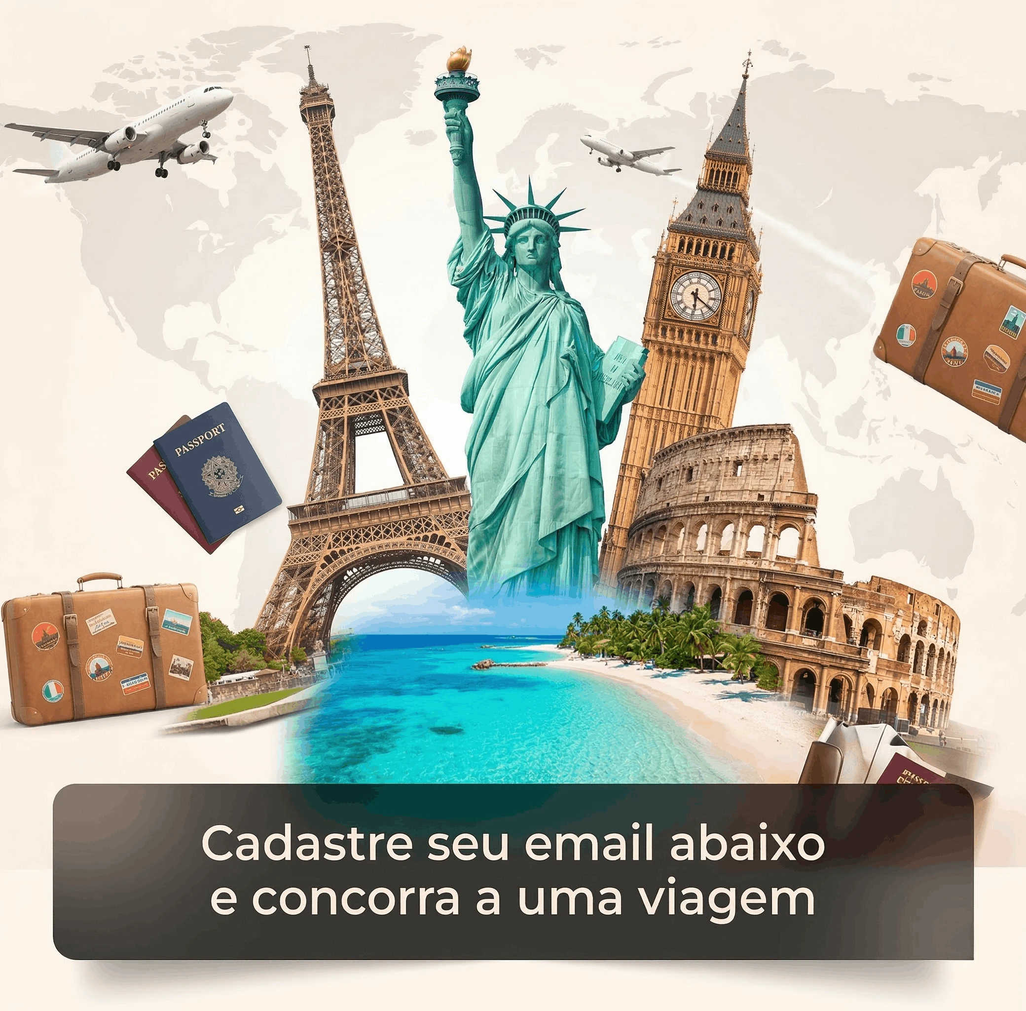 Banner promocional de sorteio de viagem internacional para alunos que estudam idiomas na Lingo4all